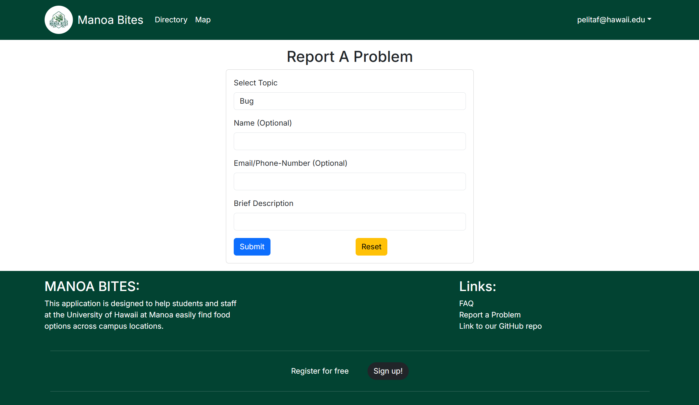 Current Report Issue Form